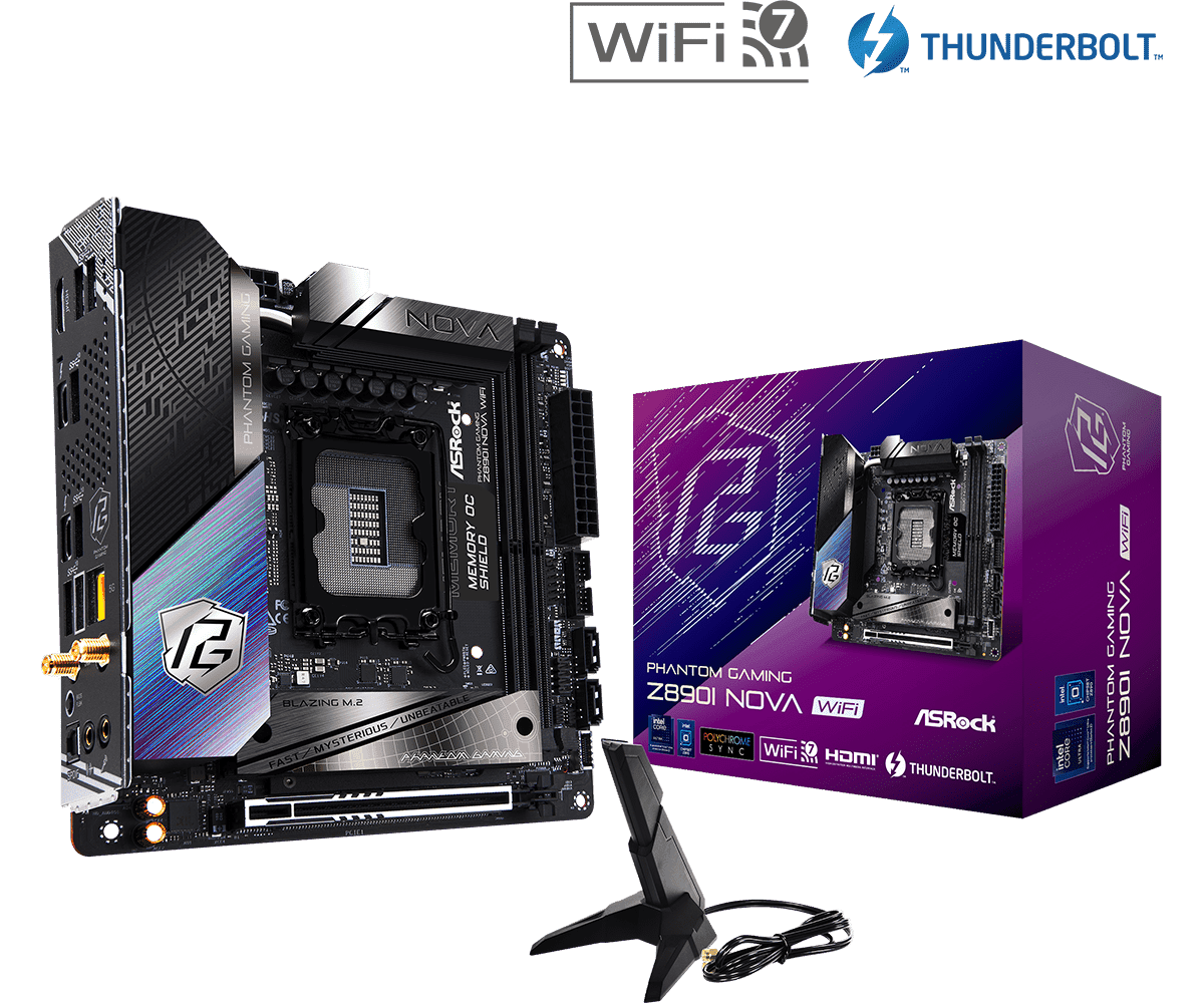Placa de baza ASRock Phantom Gaming Z890I Nova WiFi, Socket 1851, DDR5, Mini-ITX