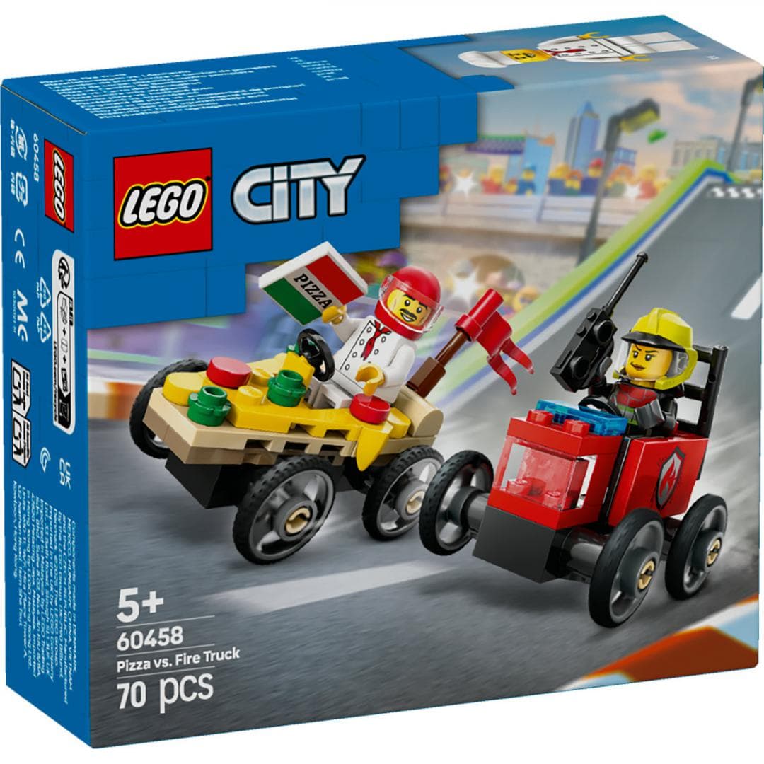 PACHET DE CURSE FURGONETA DE PIZZ VS. CAMION DE POMPIERI, LEGO 60458 — miniatură