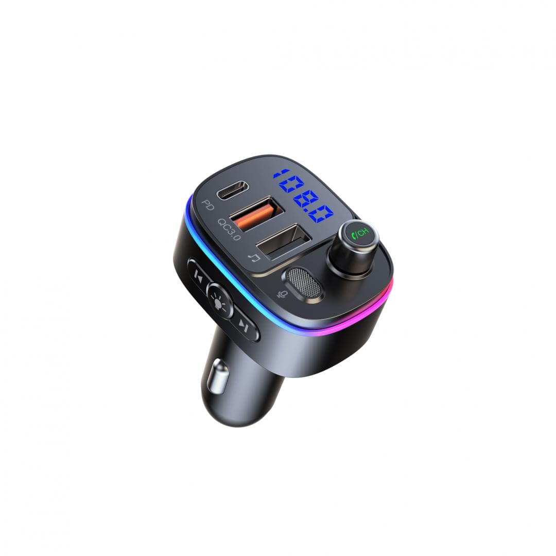 Modulator FM Serioux AMFM65, Bluetooth V5.0, conectare automată, raza de actiune de până la 5 metri, voltaj intrare: DC 12/24V, ieșire: USB QC3.0; Type-C, frecvența FM: 87.5MHz - 108.0MHZ, format muzica: MP3/WMA/WAV, USB audio (pana la 32 GB), microfon incorporat, functii — miniatură