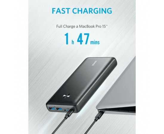 Baterie externa Anker 25600mAh, 87W, 2 x USB; 2 x USB Type-C, negru — miniatură