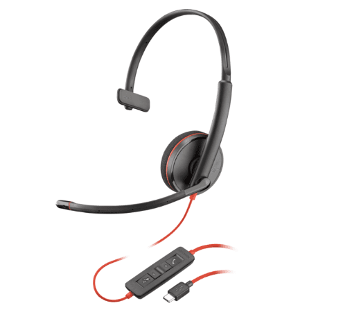 Casti Mono-casca Poly Blackwire 3210, Wired, Negru