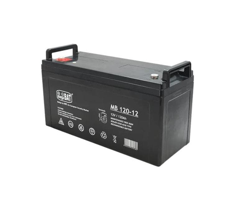 Acumulator VRLA AGM fara intretinere Megabat MB 120-12; Capacitate:120Ah; Voltaj: 12V; Terminal: M8; dimensiuni: 406 × 174 × 233 mm; greutate: 35.5kg