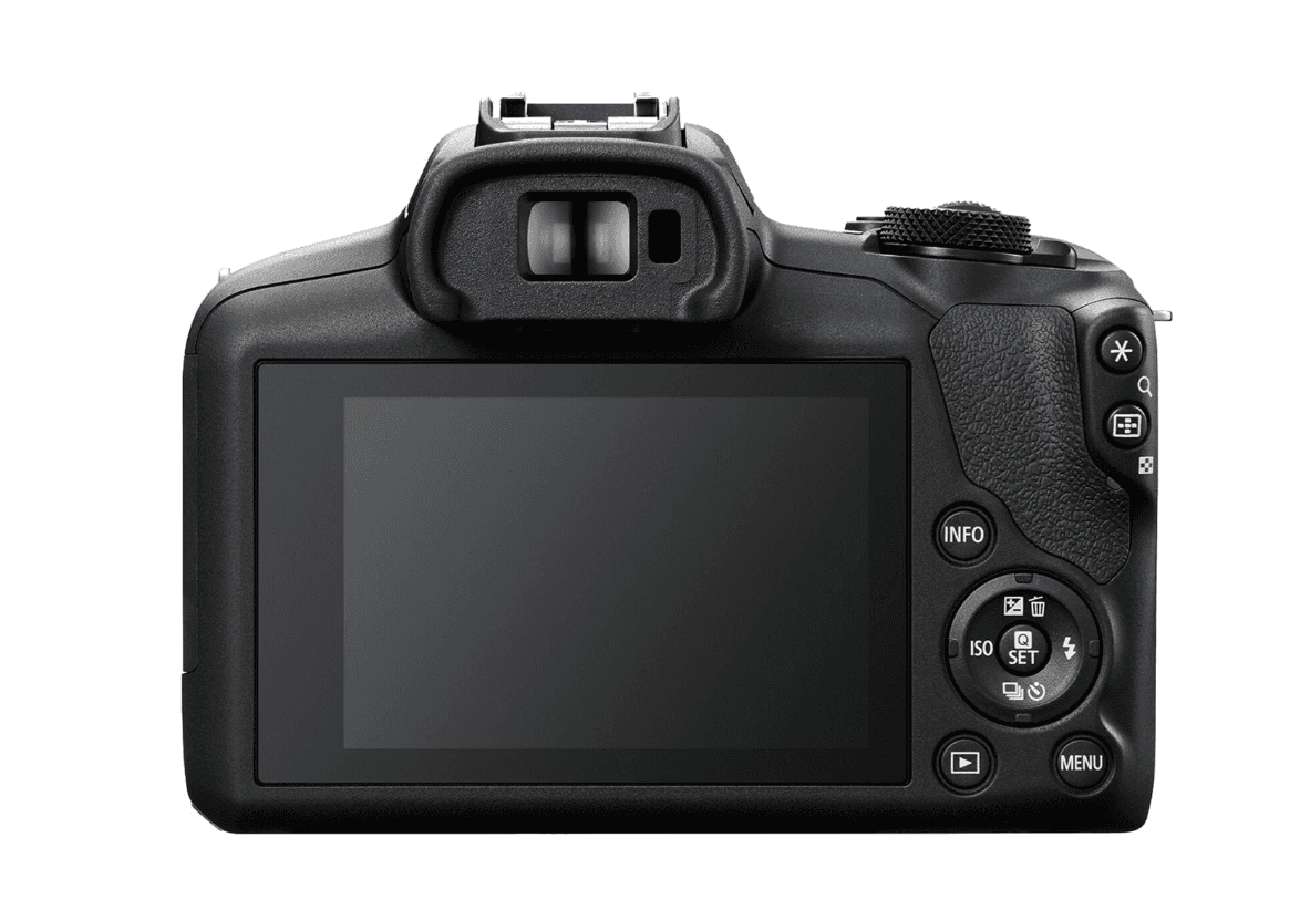 Camera foto Canon Eos R100 + Obiectiv RF-S 18-45mm F/4.5-6.3 IS STM kit, Senzor CMOS 22.3 x 14.9mm, 24.1 Megapixeli, Aspect Ratio: 3:2, Procesor:DIGIC 8, Montura RF, Compatibilitate: RF, RF-S, (EF si EF-S cu adaptor), Distanta focla: 1.6x, Dual Pixel CMOS AF System, One-Shot AF and Servo AF, Face+ — miniatură