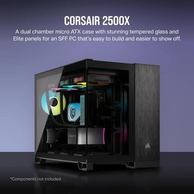 Carcasa CORSAIR 2500X, RGB, Mid Tower, Black — miniatură