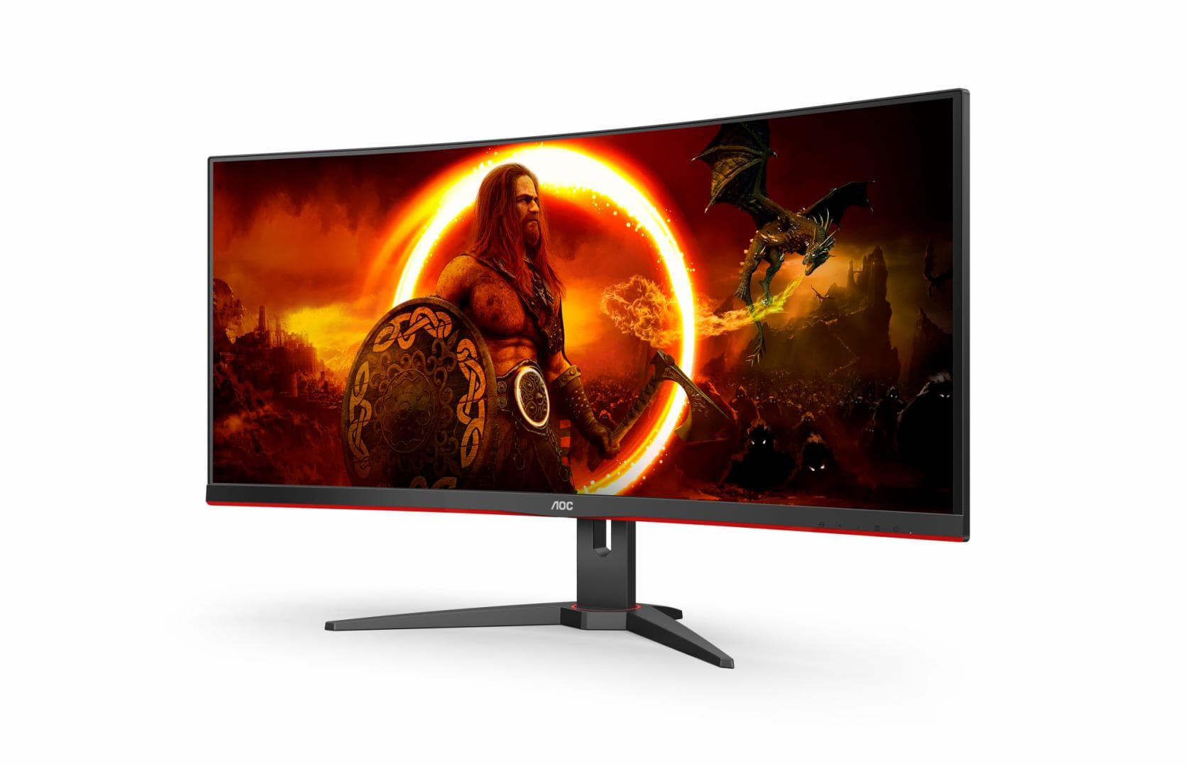 Monitor Gaming AOC CU34G2XE/BK, 34", 3440 x 1440 pixeli, Black, Red — miniatură