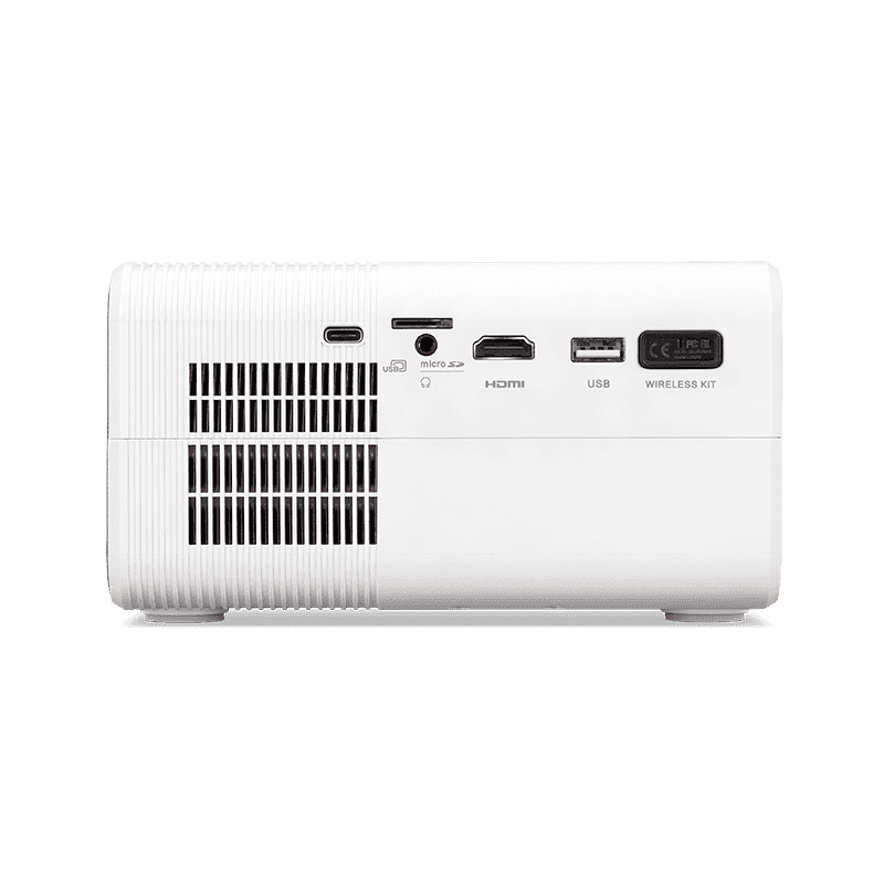 Proiector ACER AOPEN QF12, LCD, FHD 1920*1080, 5.000 lumeni (LED brightness)/ 100 ANSI, 16:9/ 4:3, 1000:1, zoom 1x, dimensiune maxima imagine 155"/ 393 cm, distanta maxima de proiectie 4.5 m, LED 30.000 ore, HDMI, MicroSD, USB (Wireless dongle, Type A), USB Type-C, Headphone Out, boxa 5W, greutate — miniatură