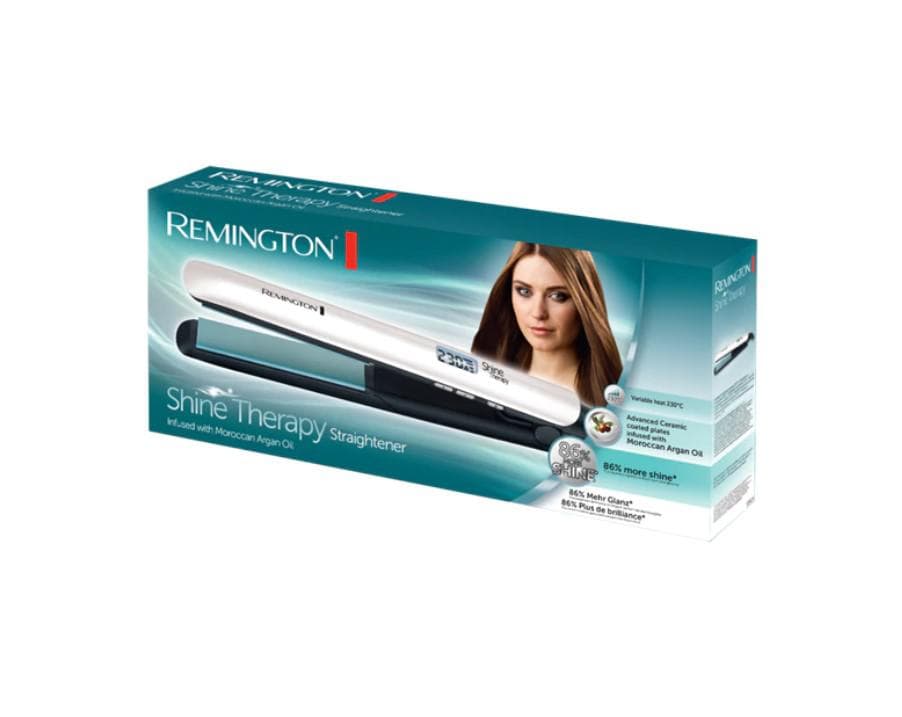 Placa de indreptat parul Shine Therapy S8500, Placi late, Invelis ceramic cu Ulei de Argan si Vitamina E, 150-235ºC, Alb — miniatură