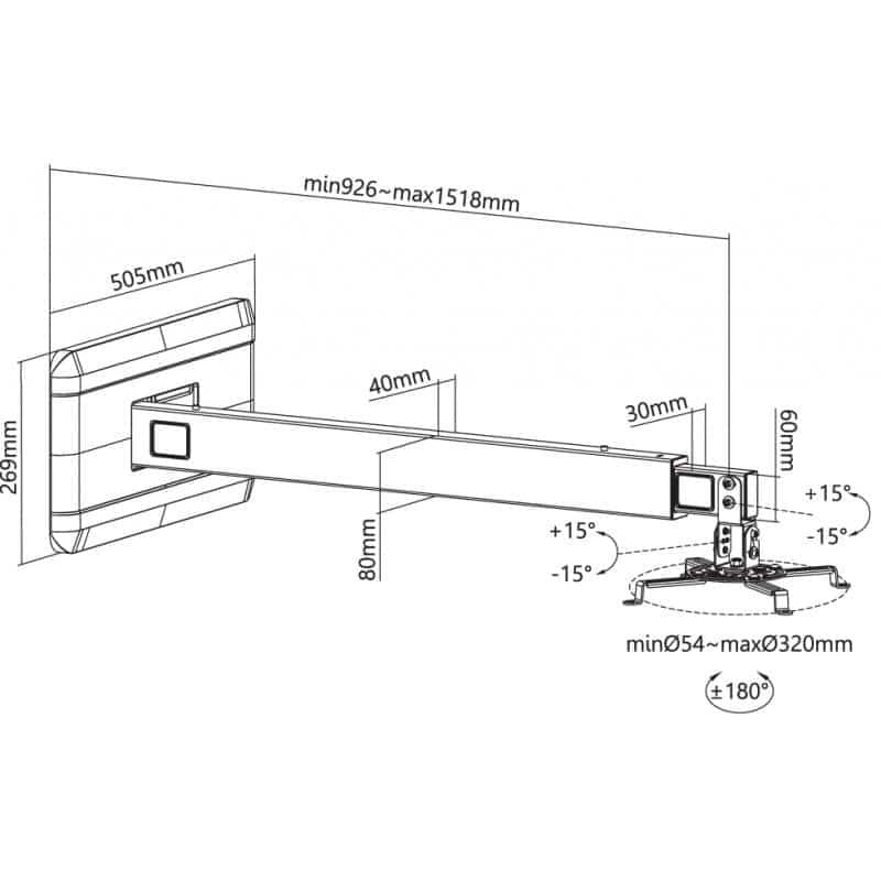 Suport de perete Sopar 92-151cm, inclinare +/- 15 grade, rotire 360 de grade — miniatură