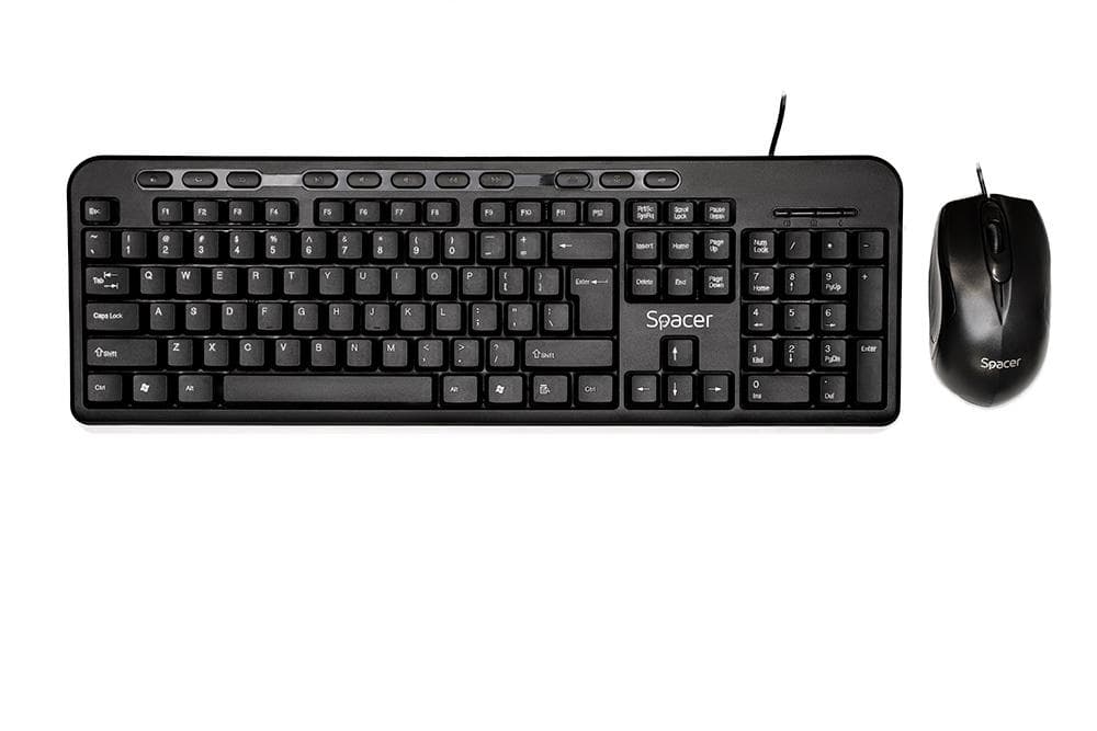 Kit Wired tastatura si mouse SPACER SPDS-1691, taste numerice, negru — miniatură