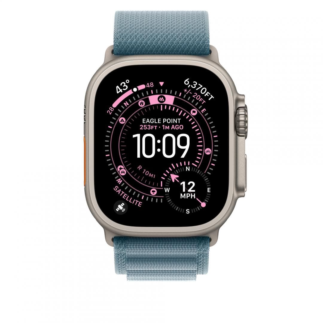 Curea pentru Apple Watch 49mm Light Blue Alpine Loop - Small - Natural TitaniumFinish — miniatură