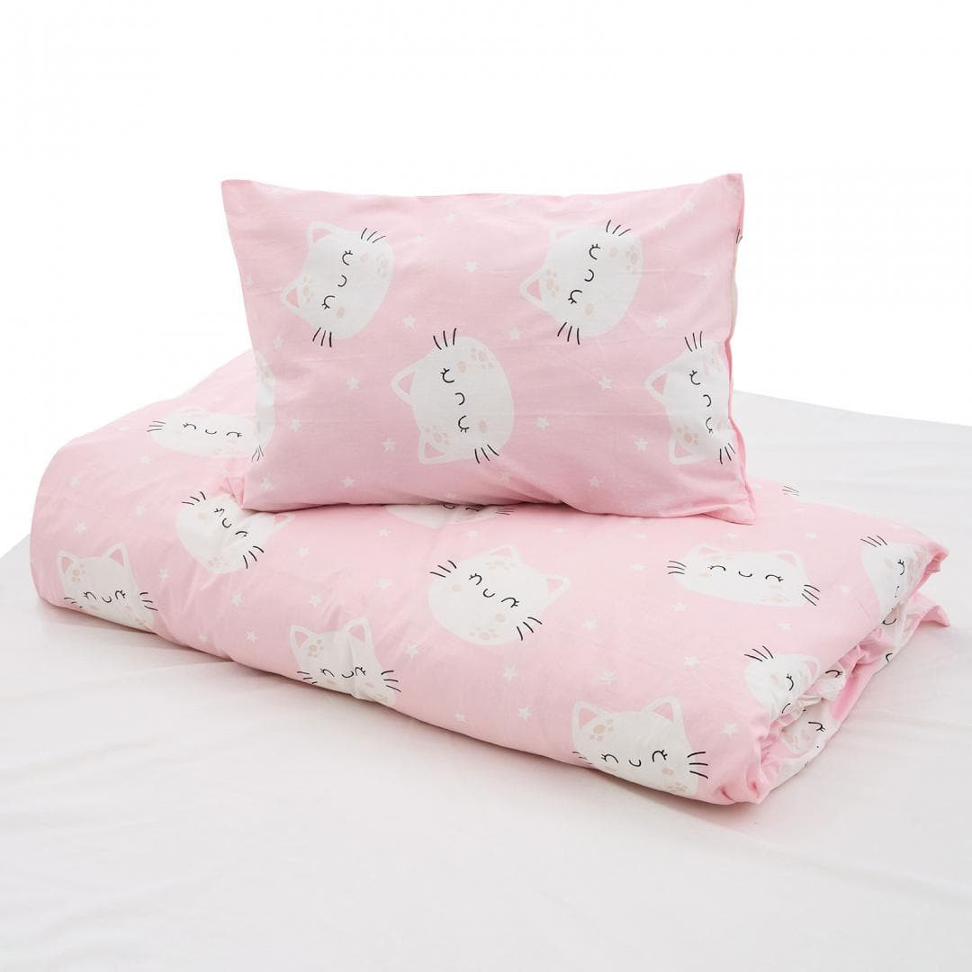 Set de pat single bumbac, 92 gsm, Cat — miniatură