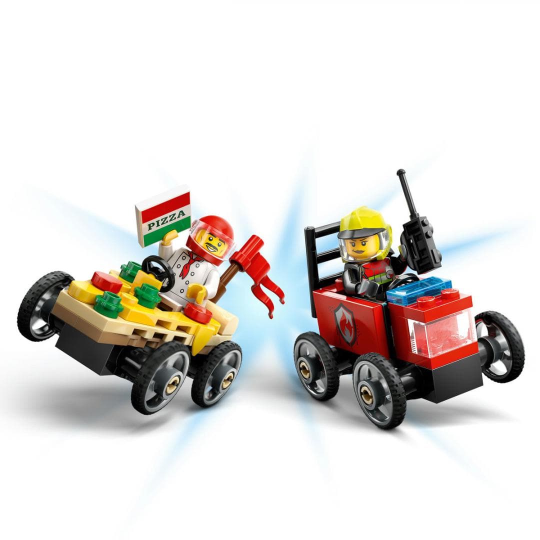 PACHET DE CURSE FURGONETA DE PIZZ VS. CAMION DE POMPIERI, LEGO 60458 — miniatură