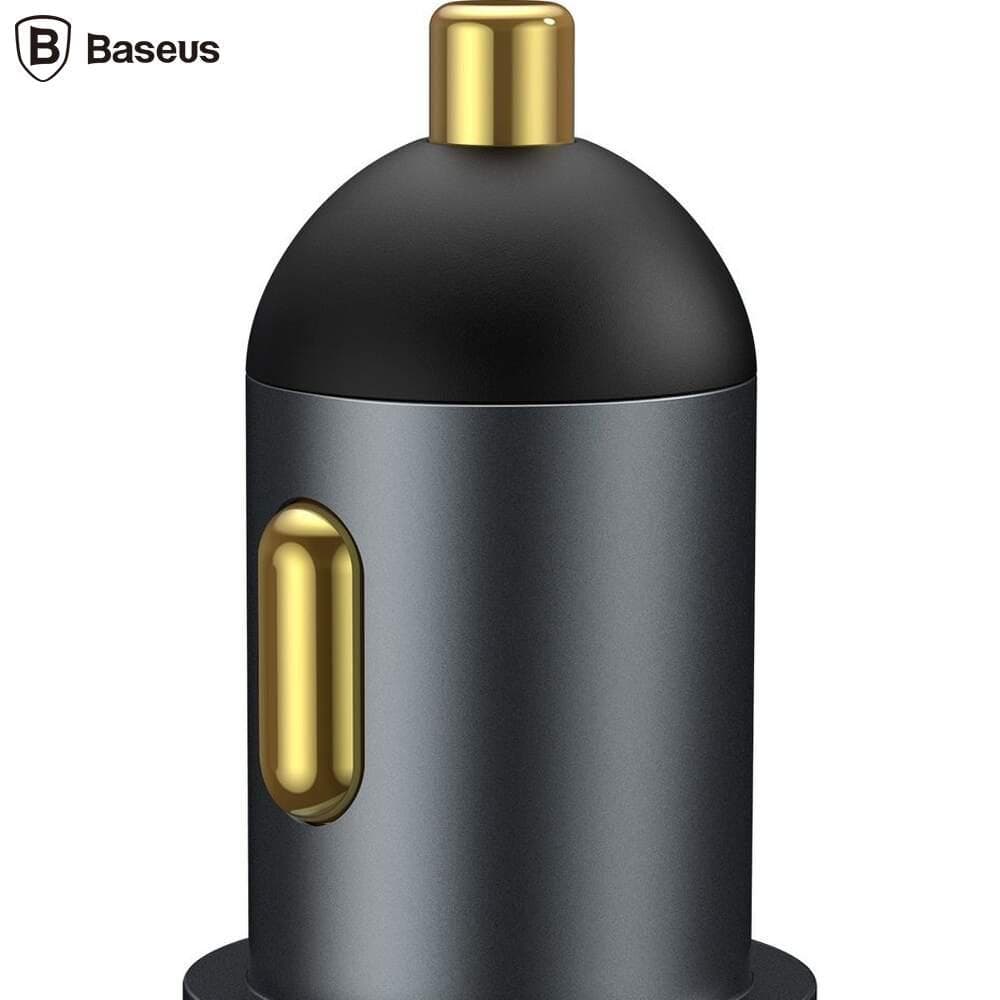 Incarcator auto Baseus Share Together, 1 x USB Output 5V/3A, 1 x USB Type-C max 5V/3A si 1 x bricheta auto 60W, total output 120W, pt. bricheta auto, gri — miniatură