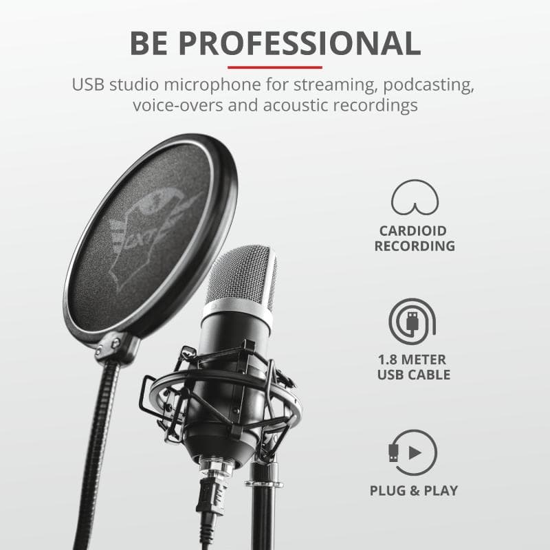 Microfon Trust GXT 252 Emita Streaming, tip Condenser, USB — miniatură