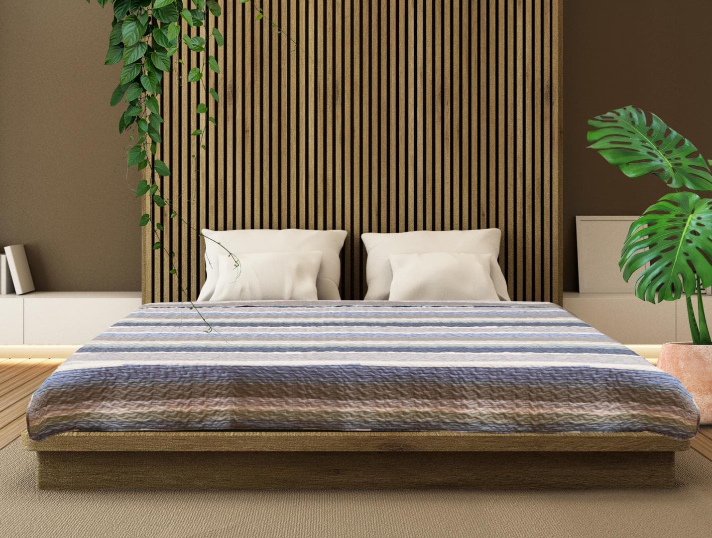 CUVERTURA MATLASATA 200X220 CM STRIPES — miniatură