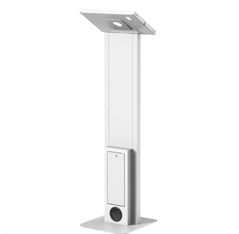 Stand podea mobil/fix pentru tablete Neomounts FL15-750WH1; pentru display-uri cu diagonale 9,7"-11", sistem de prindere VESA 75x75~75x75, fix; lockable; culoare alb. — miniatură
