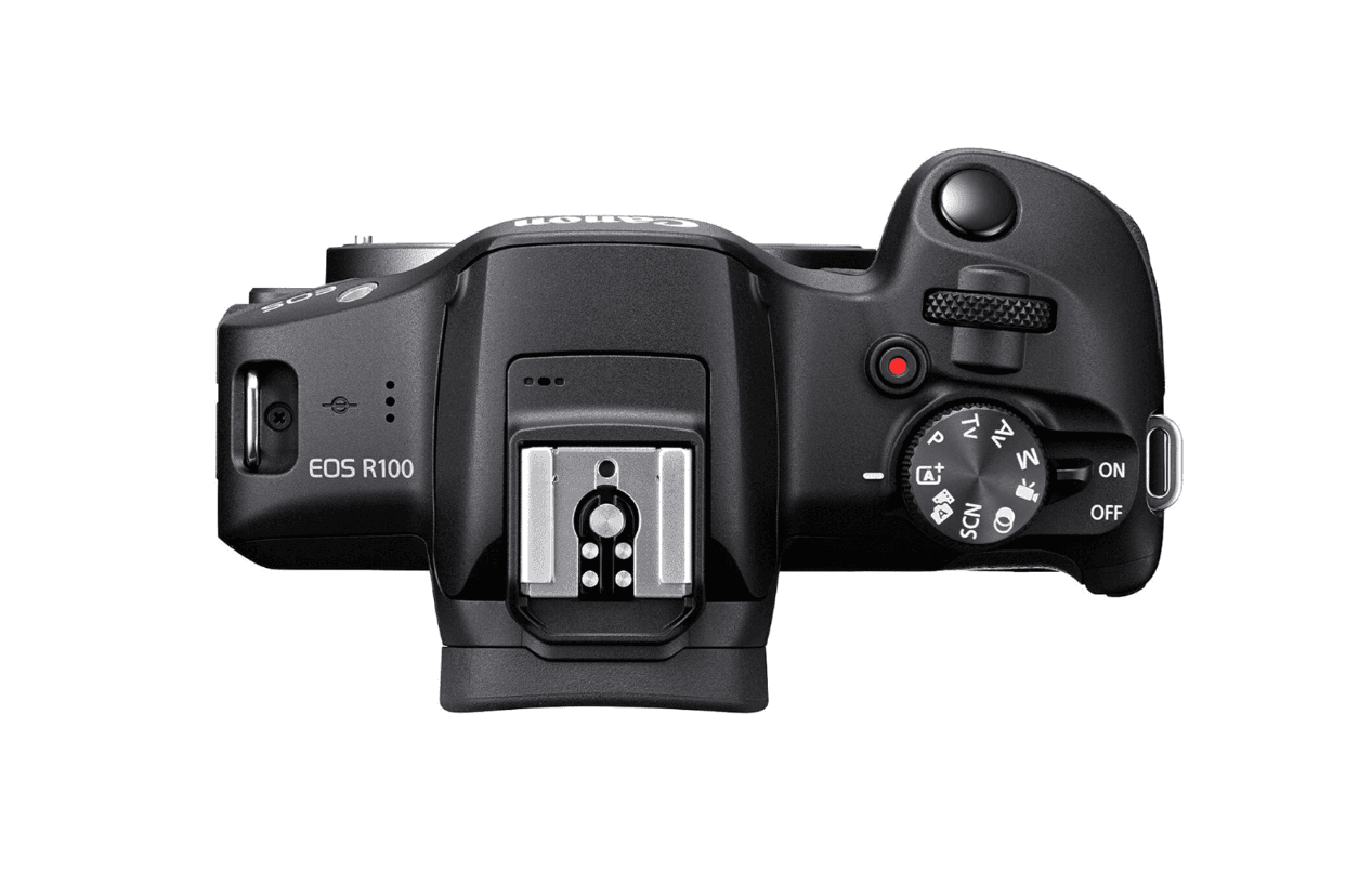 Camera foto Canon Eos R100 + Obiectiv RF-S 18-45mm F/4.5-6.3 IS STM kit, Senzor CMOS 22.3 x 14.9mm, 24.1 Megapixeli, Aspect Ratio: 3:2, Procesor:DIGIC 8, Montura RF, Compatibilitate: RF, RF-S, (EF si EF-S cu adaptor), Distanta focla: 1.6x, Dual Pixel CMOS AF System, One-Shot AF and Servo AF, Face+ — miniatură