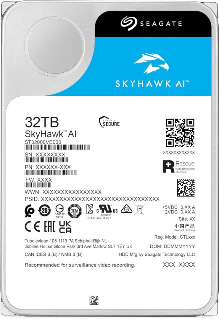 HDD Surveillance Seagate SkyHawk AI, 32 TB, 7200 rpm, 512 MB, SATA III — miniatură