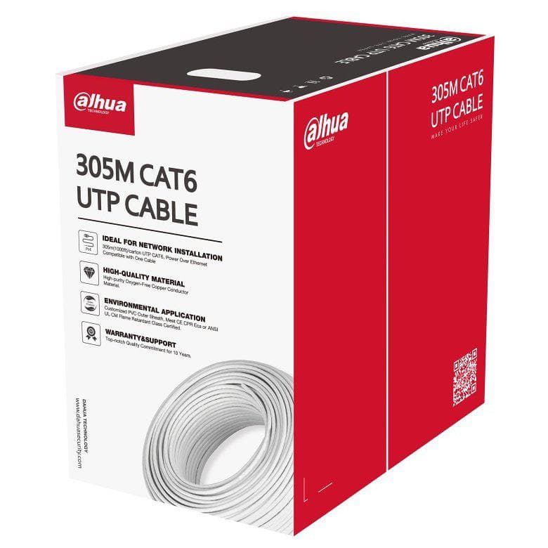 Cablu UTP CAT6,Conductor de cupru de înaltă puritate, fără oxigen, alimentare prin Ethernet,Manta exterioara PVC personalizata; Certificare CE CPR Clasa de ignifugare Eca, 305M