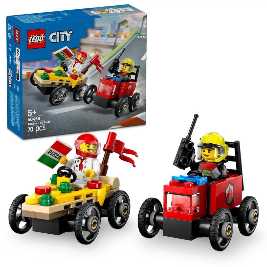 PACHET DE CURSE FURGONETA DE PIZZ VS. CAMION DE POMPIERI, LEGO 60458
