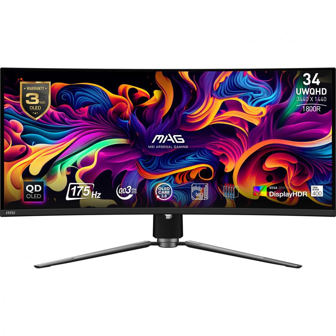 Monitor Consumer MSI MAG 341CQP QD-OLED, 34", 3440 x 1440 pixeli, Black