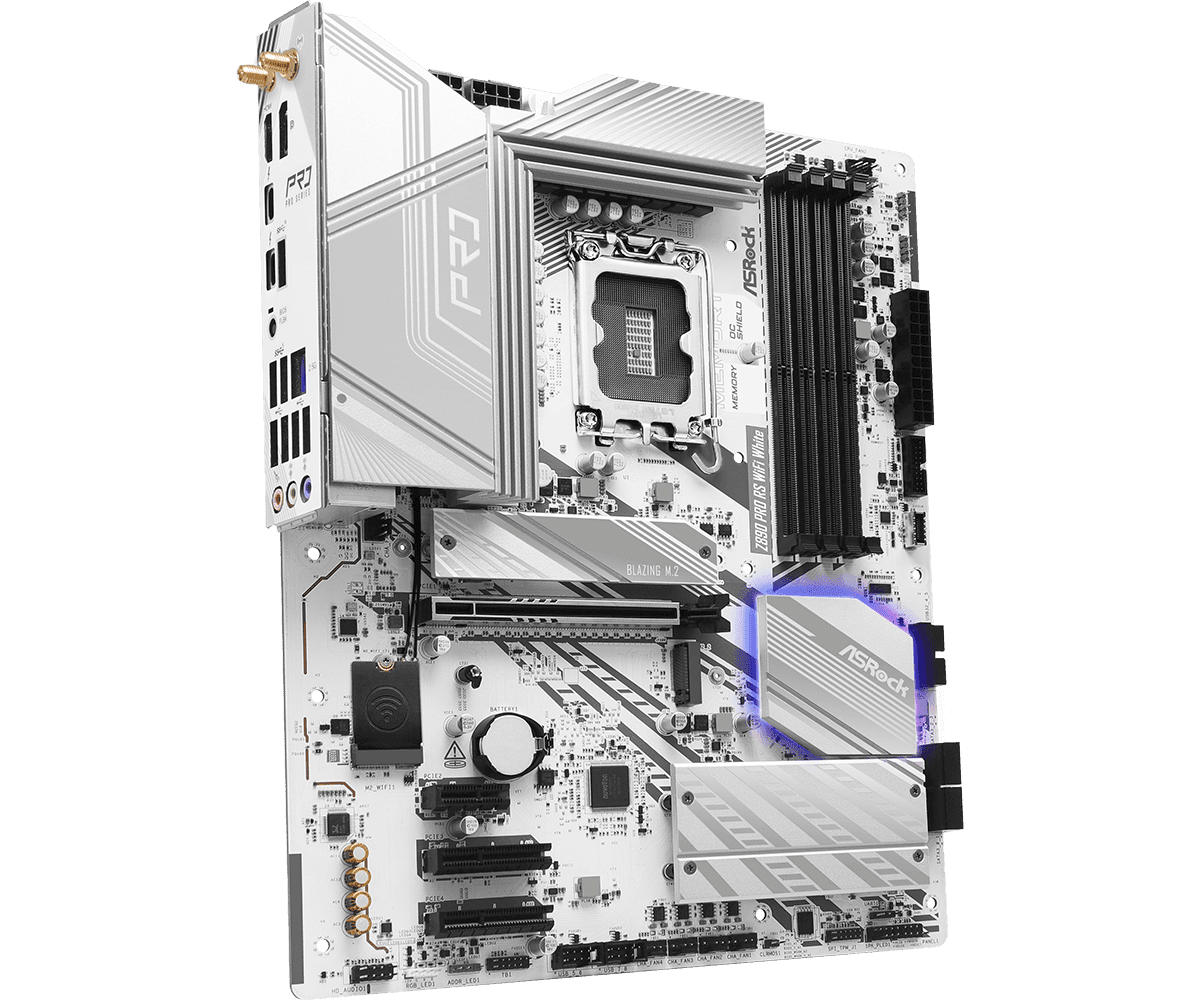 Placa de baza ASRock Z890 Pro RS WiFi White, Socket 1851, DDR5, ATX — miniatură