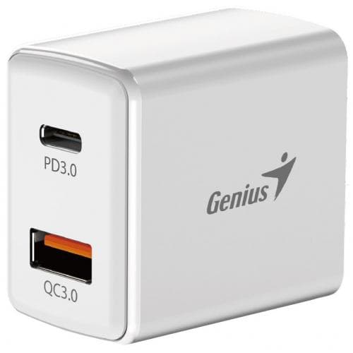Incarcator Retea Genius Quick Charge 20W, 20 W, 2 porturi, Alb