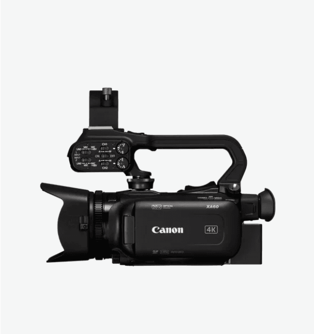 Canon camera video 4K XA60, senzor: 1/2.3-type CMOS, 21.14 Mp, Iluminare: 0.3 lx - 100,000 lx, Procesor: DIGIC DV 6, Obiectiv zoom 20x optic, focus 1-60cm, f/1.8 - 2.8, 8 Lamele, diametru filtru: 58mm, stabilizare, 2 x porturi card: SD/SDHC/SDXC, timp inregistrare: 150Mbp: 55 min / 35Mbps: 240 min