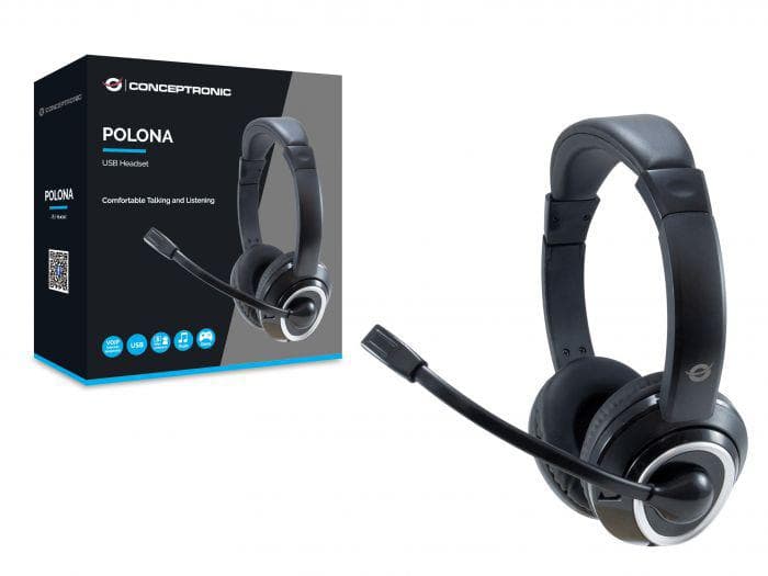Casti Head-band Conceptronic POLONA, Wired, Negru