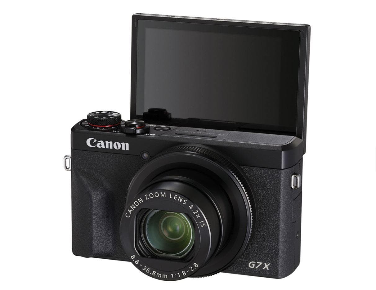 Camera foto Canon PowerShot G7x MARK III + acumulator NB-13L, 20.1Mpx, sensor CMOS, procesor DICIC 8, zoom optic 4.2x, stabilizare optica, autofocus, macro 5cm, touchscreen 3" rabatabil, face detection, video (4K) 3840 x 2160, 29.97 / 25fps, (Full HD) 1920 x 1080, 119.9 / 100 / 59.94 / 50 / 29.97 — miniatură