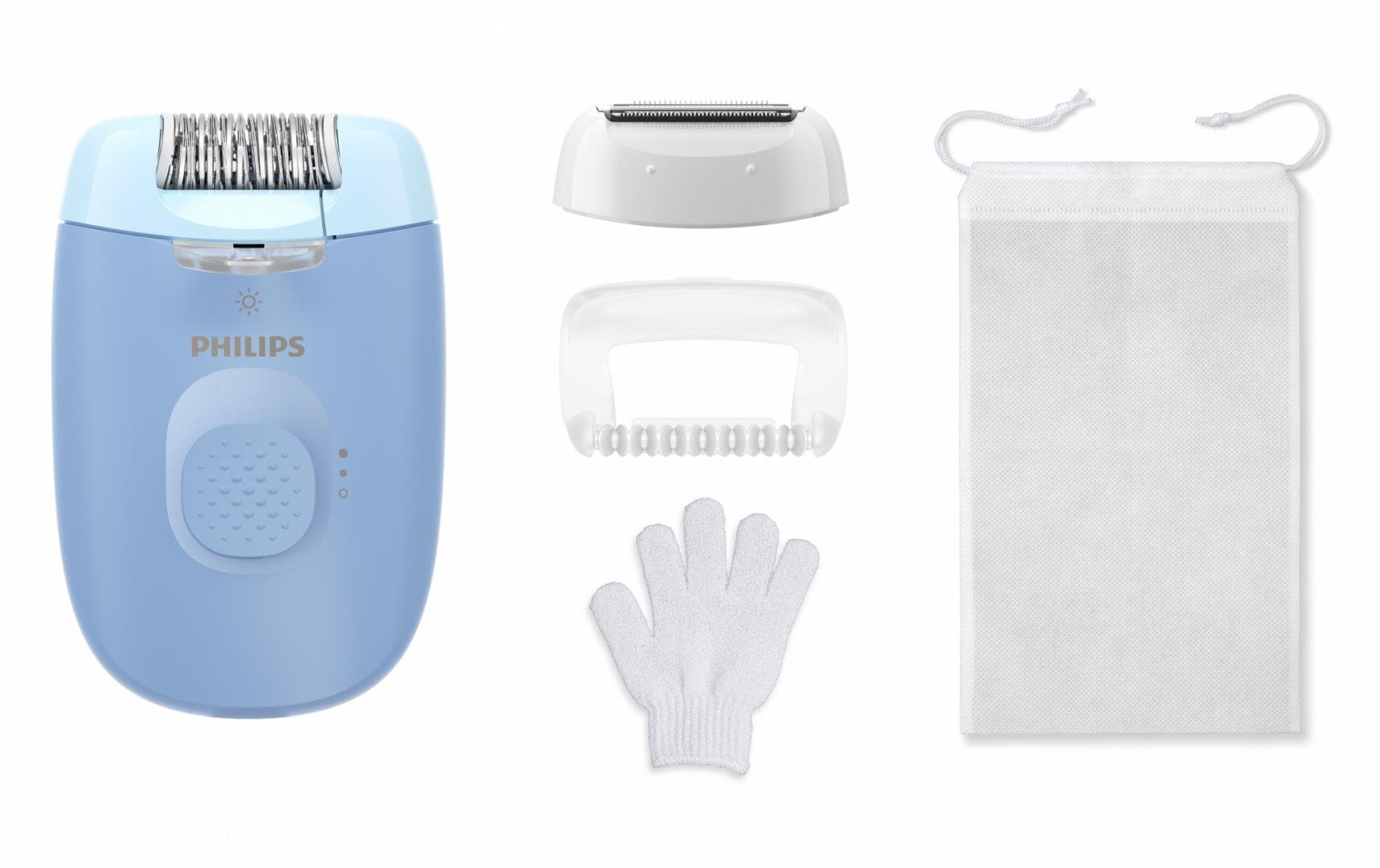 Epilator cu fir PHILIPS Seria 4000 BRE247/00, 2 viteze, 4 accesorii, Retea, Albastru, L x A x I (mm) 50x120x145