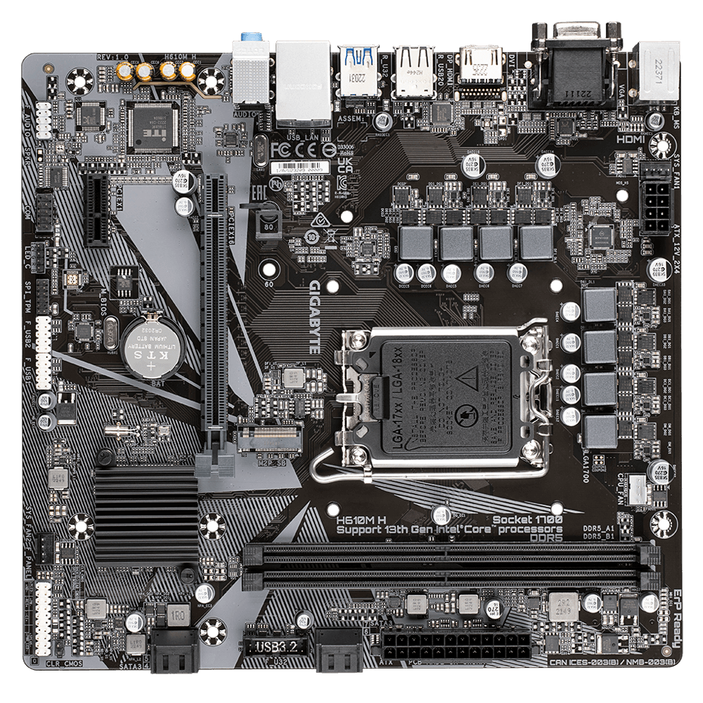 Placa de baza Gigabyte H610M H, LGA 1700, DDR5, Micro-ATX — miniatură
