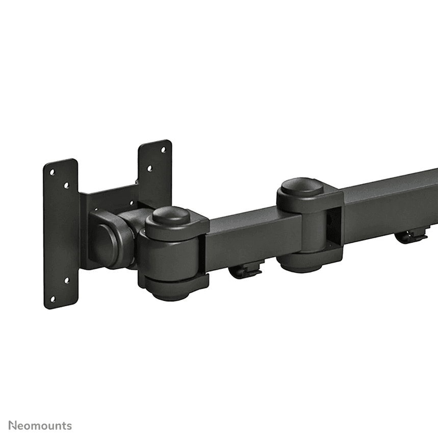 Neomounts by Newstar full motion dual desk mount (grommet) for two 10- 27" monitor screens, height adjustable - Black General Min. screen size*: 10 inch Max. screen size*: 27 inch Min. weight: 0 kg (per screen) Max. weight: 8 kg (per screen) Screens: 2 VESA pattern: 75x75, 100x100 mm VESA minimum — miniatură