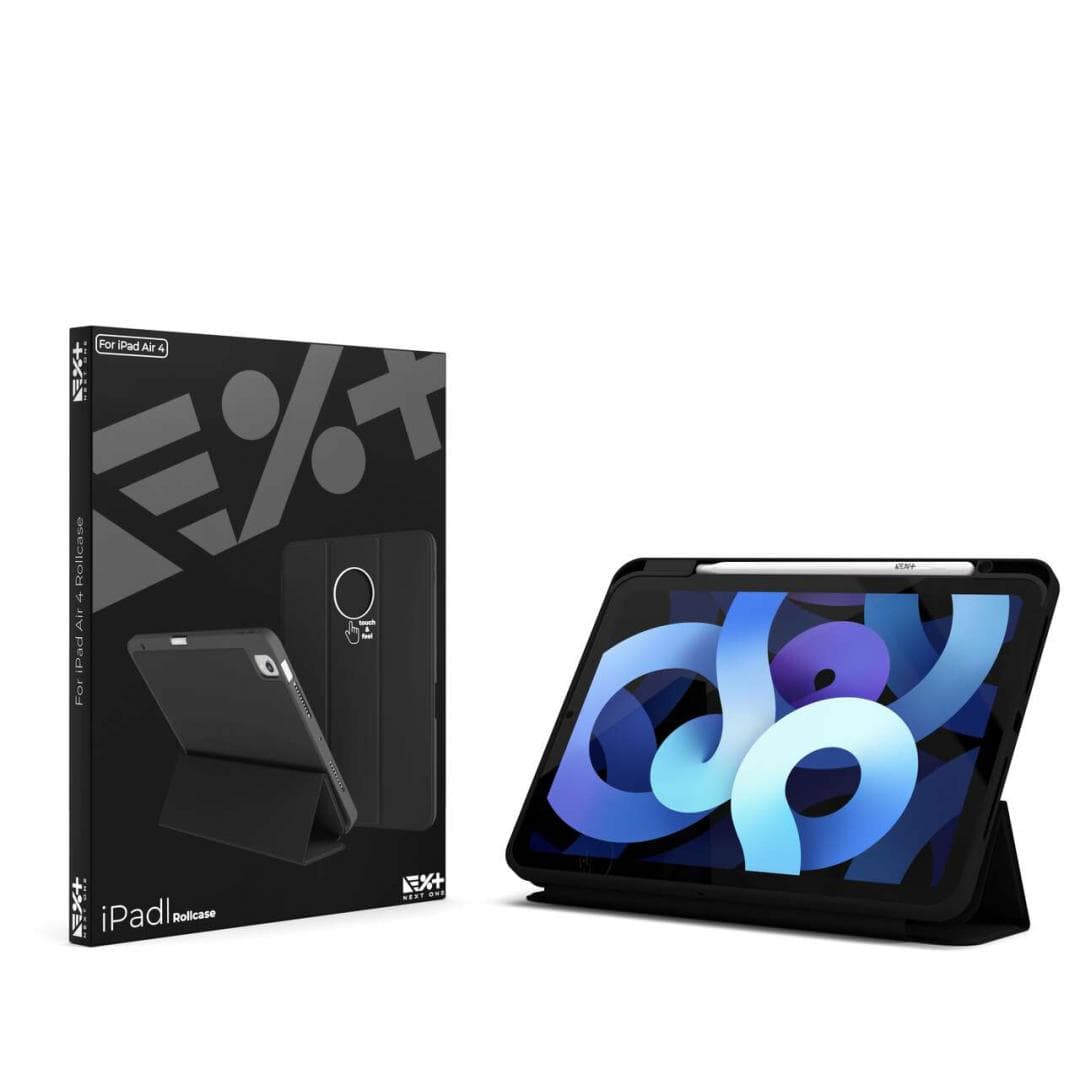 Husa NEXT ONE Rollcase iPad 12.9", silicon, suport stilou, protejeaza impotriva zgarieturilor, anti-amprenta, negru — miniatură