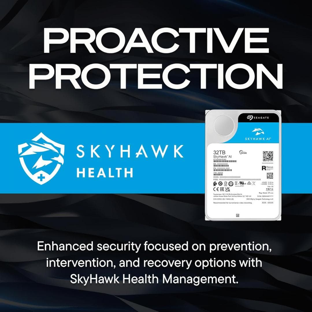 HDD Surveillance Seagate SkyHawk AI, 32 TB, 7200 rpm, 512 MB, SATA III — miniatură