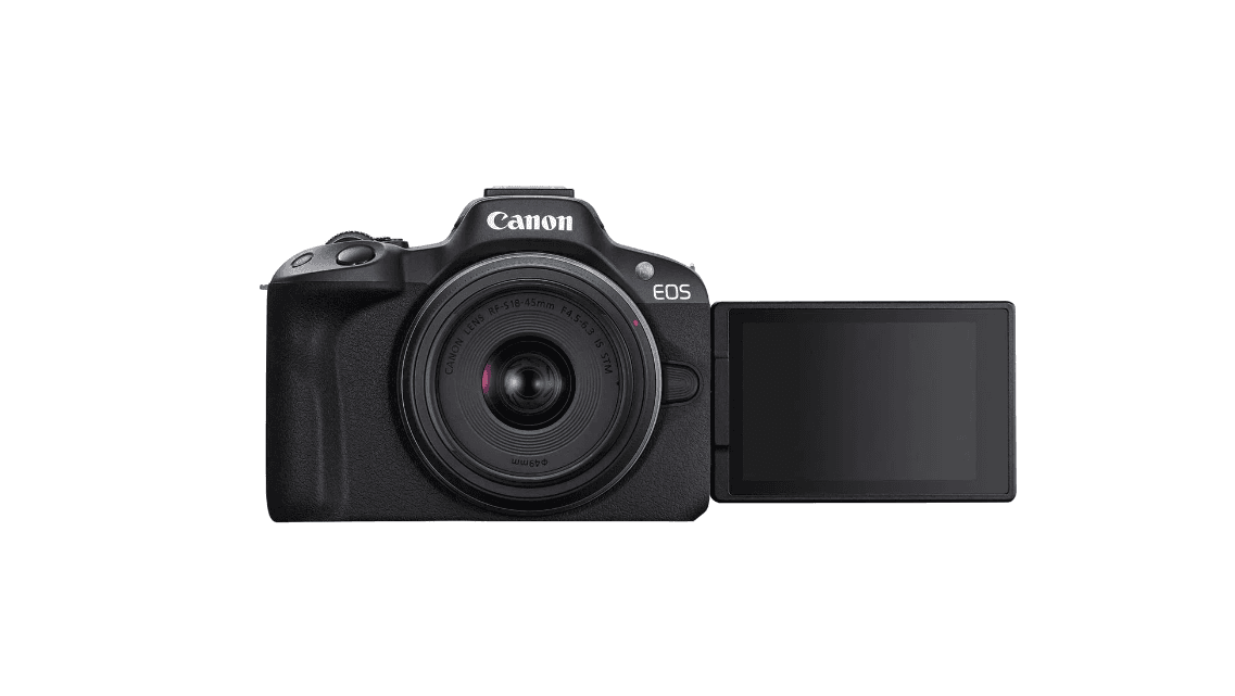 Aparat foto Canon Eos R50 BLACK KIT + Obiectiv RF-S18-45mm F4.5-6.3 IS STM, mirrorless, 24.2 Megapixeli, Procesor Digic X, Montura RF, Senzor APS-C 22.3 x 14.9mm, Aspect 3:2, Focalizare: Dual Pixel CMOS AF II, 100 % pe orizontală şi 100 % pe verticală (selectare automată), 90 % pe orizontală şi 100 — miniatură