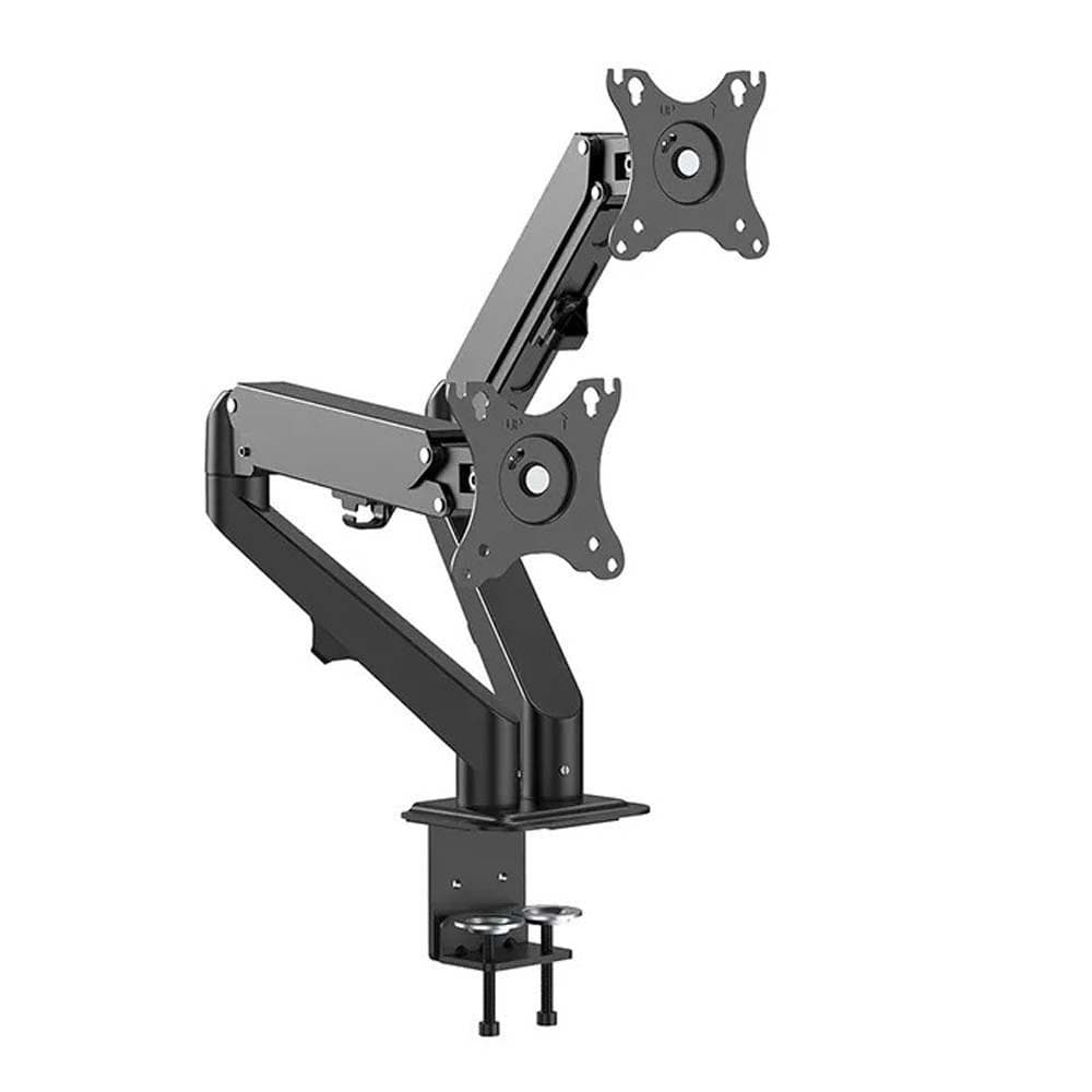Brat de birou pentru monitor Neomounts, poate sustine 2 monitoare cu diagonala display 17-27", suporta pana la 7kg per monitor, full motion, +90°, -45° inclinatie, +90°, -90° swivel, +180°, -180° rotatie, VESA min 75x75, VESA max 100x100,reglabil pe inaltime: 15.2-40.2 cm, negru. — miniatură