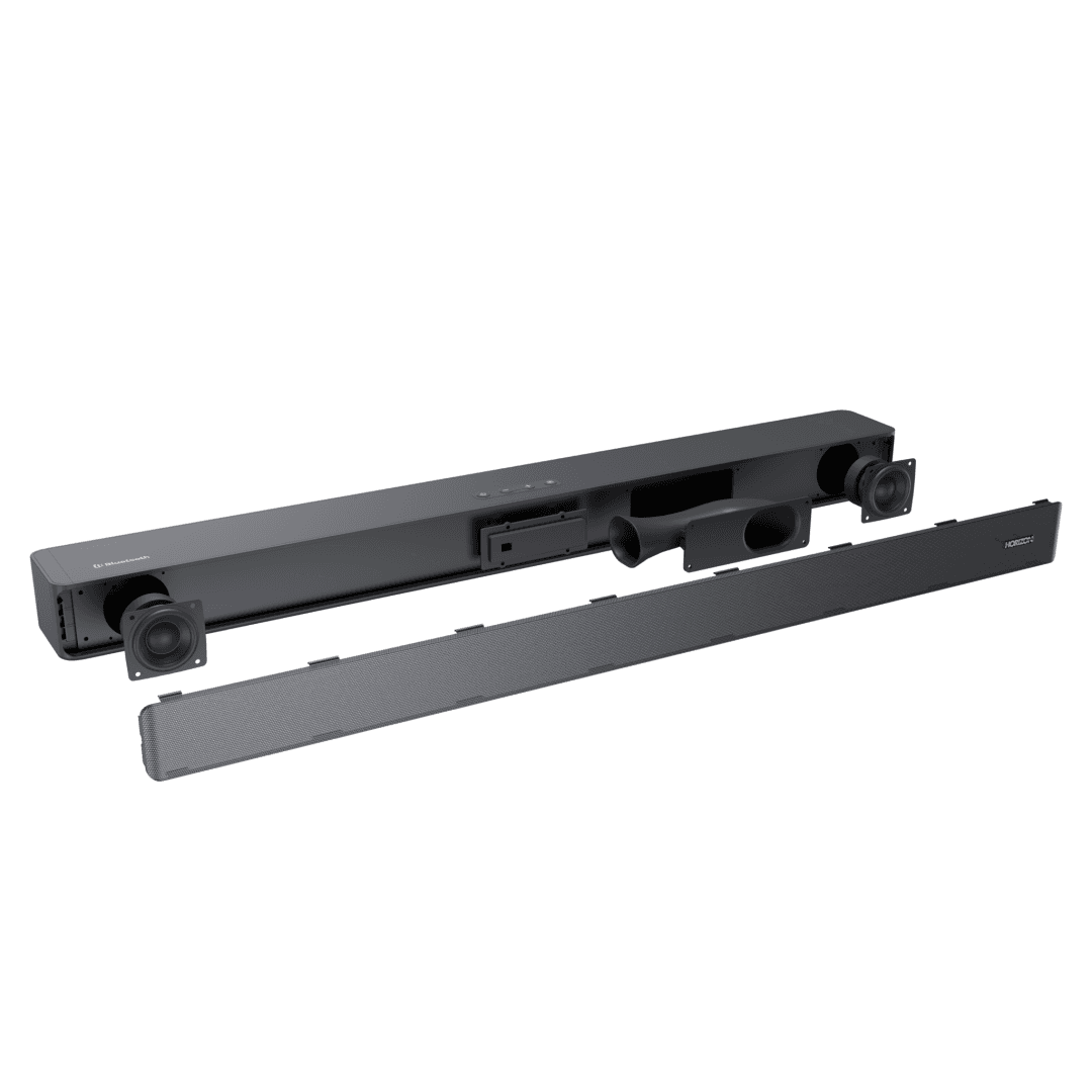 SOUNDBAR HORIZON HAV-S2030 / System 2.0 / Max Audio Power 60W (30W x2) / Digital Optical / AUX (3.5mm) / HDMI-ARC (CEC) / BT 5.4 / USB Playback / DOT-Matrix Display / Remote + Button Keys / Impedance: 4Ω x2 / Signal to Noise Ratio (SNR): 73dB / Wall-Mount Ready / Full Size / Titanium Dark Grey — miniatură