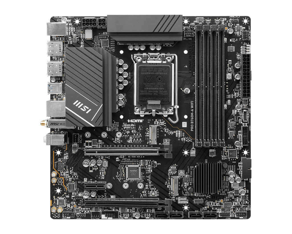 Placa de baza MSI PRO B760M-A WIFI, Socket 1700, DDR5, Micro-ATX