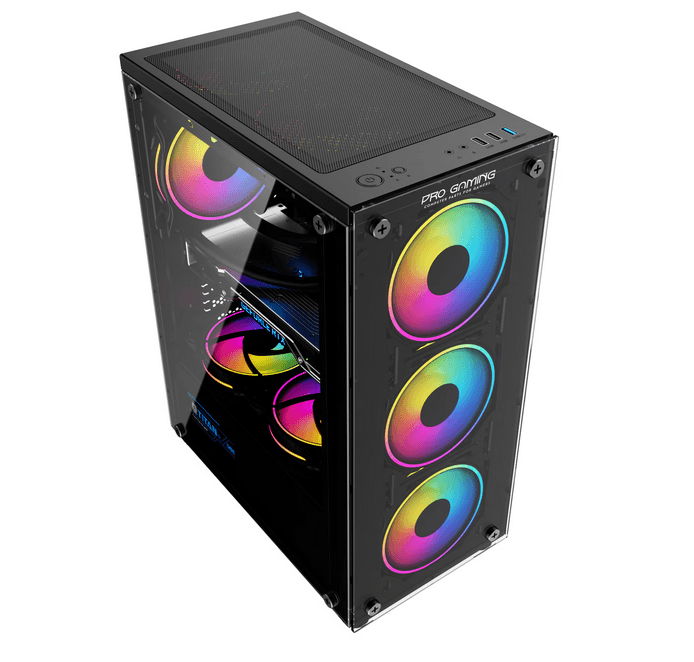 Carcasa PRO GAMING ELEMENT, RGB, Mid Tower, Black — miniatură
