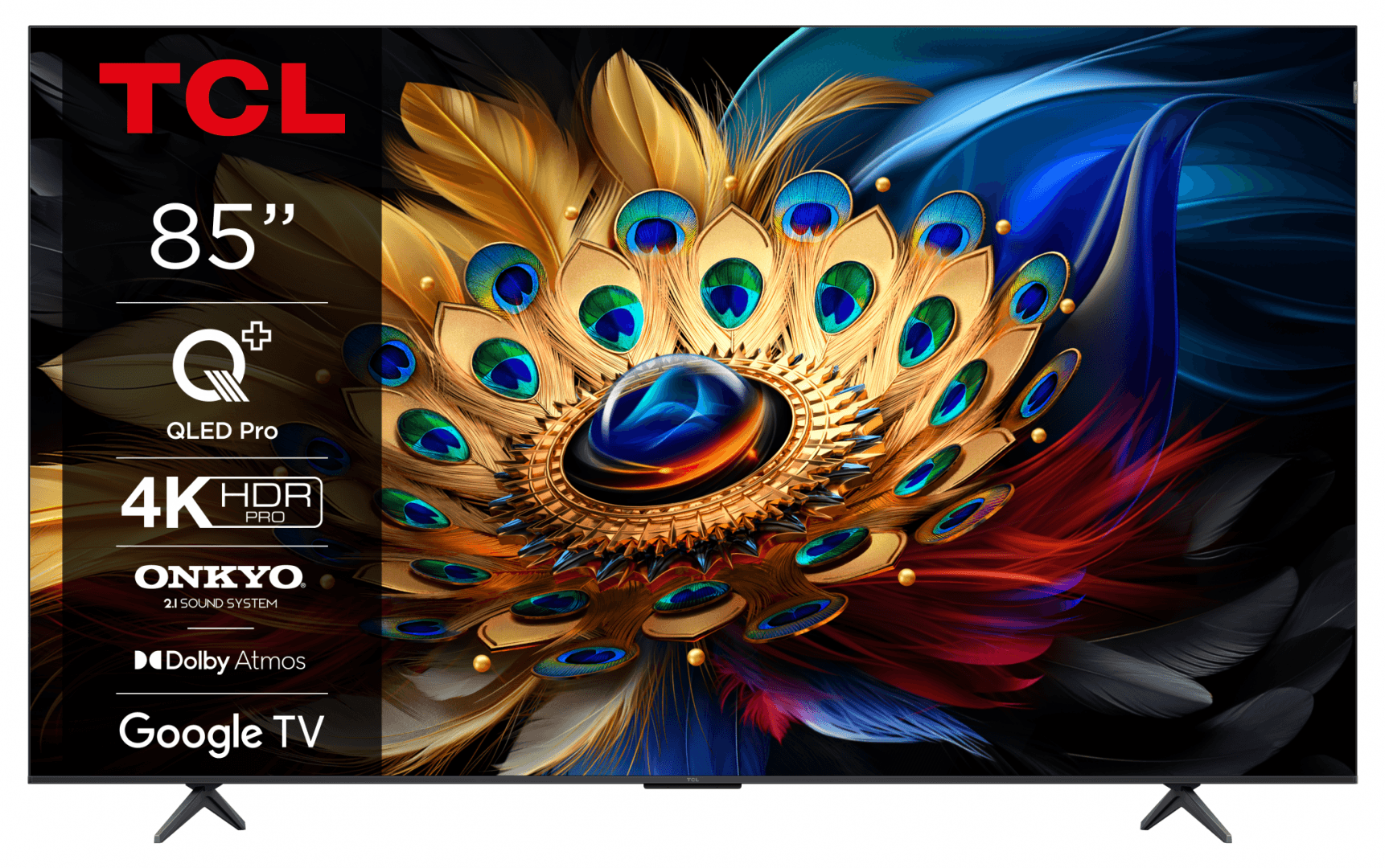Televizor TCL QLED 85C655, 214 cm, Smart Google TV, 4K Ultra HD, Clasa F, Negru