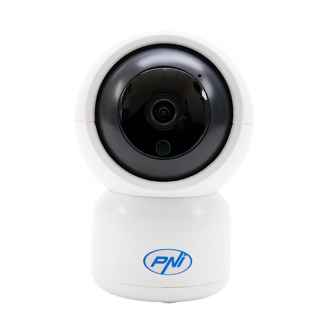 Camera supraveghere video PNI IP390T 1080P cu PTZ WiFi H264+ suporta microSD 128GB, Night Vision, aplicatia Tuya, P2P, Android, iOS, pentru interior, rotire dupa miscare, alarma la miscare, Senzor imagine:1/2.9" CMOS F37, 2MP, Rezolutie: 1080P (1280 x 1080), Lentila: 3.6mm, Compresie: H.264+ — miniatură