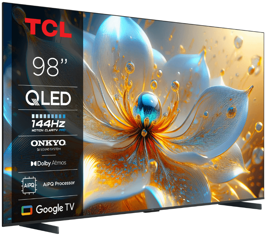 Televizor TCL QLED 98T8C, 248 cm, Smart Google TV, 4K Ultra HD, 144Hz, Onkyo — miniatură