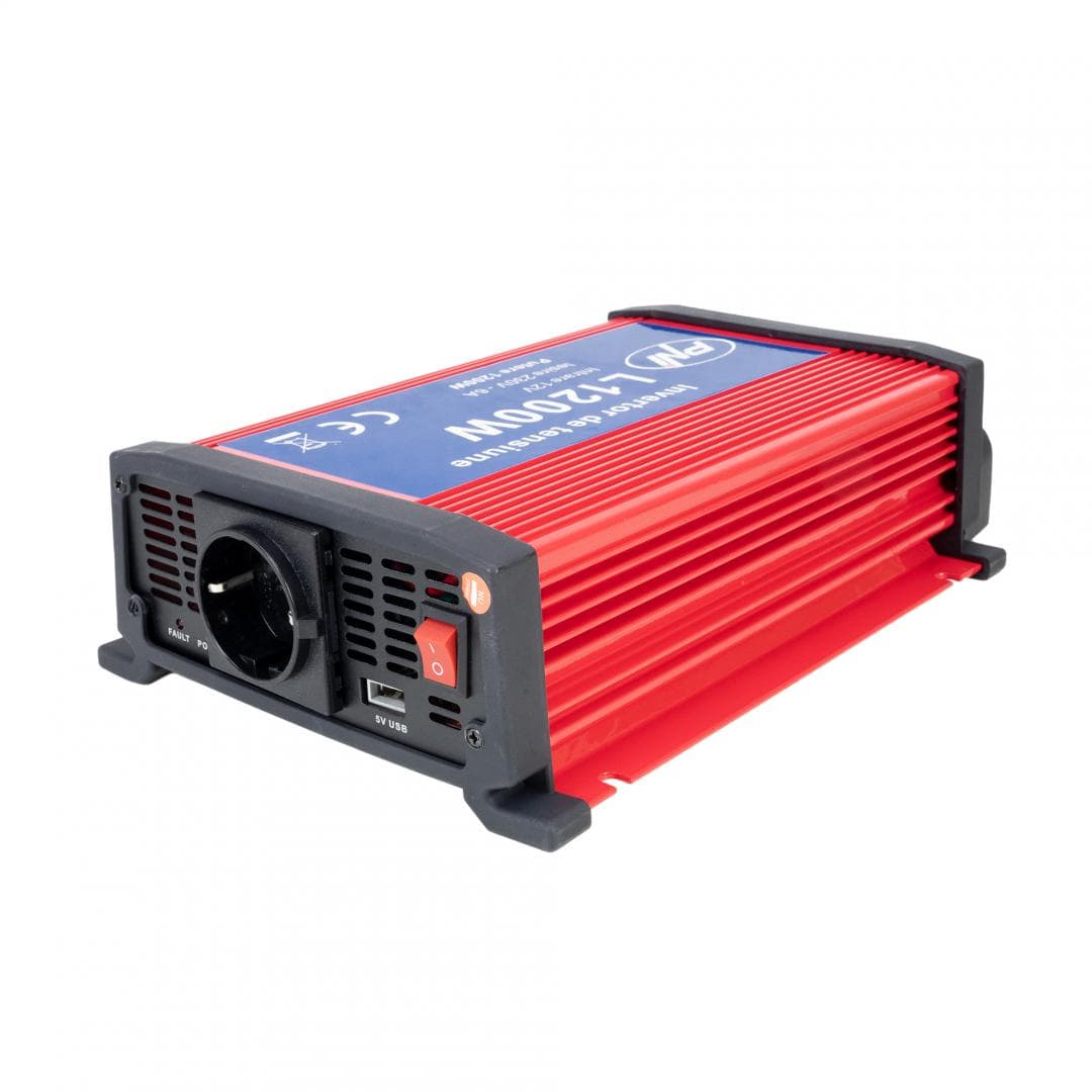 Invertor de tensiune PNI L1200W alimentare 12V iesire 230V, PNI- H1200W12, Tensiune de intrare: 12v dc, Tensiune de iesire: 230V AC, Amperaj pe iesirea 230V: 0-5.2 A, Racire activa ventilator, Eficienta: 85%, Iesire port USB, Dimensiuni: 208 x 107 x 70 mm, 1914 g. — miniatură
