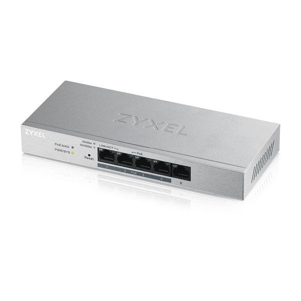 ZYXEL GS1200-5HP 5-PORT GBE METAL SWITCH — miniatură