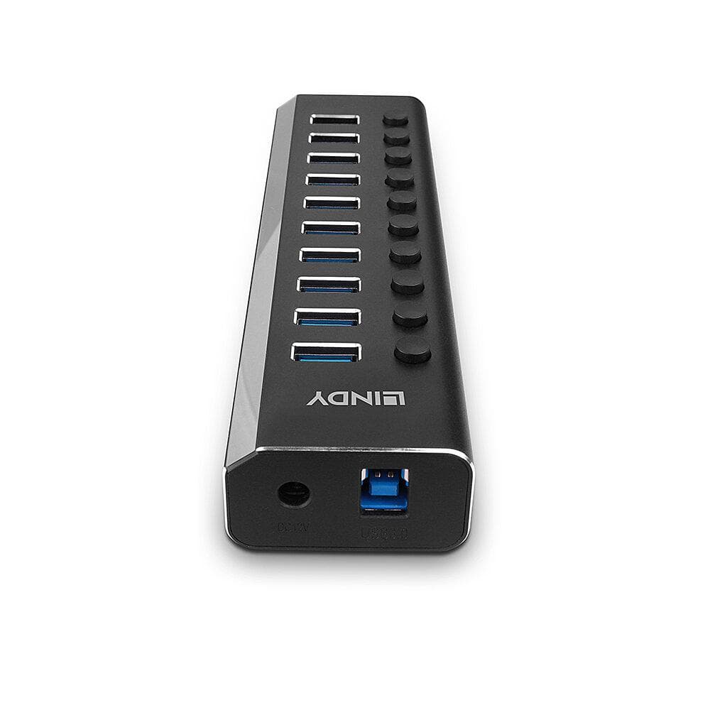 Hub USB LINDY 10 Port USB 3.0 Hub with On/Off Switches USB-A, 10 porturi, Negru
