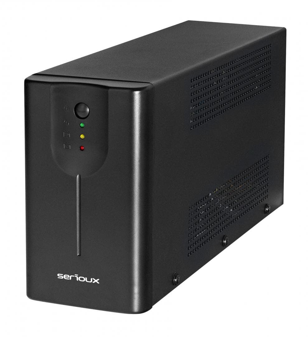 UPS Serioux Line Interactive 800LI, Led, capacitate 800VA/480W, 2 prize Schuko , baterie 12 V / 8.0 Ah × 1, timp mediu de functionare pe baterii 4 min - 50% sarcina, management USB/RJ45, software inclus