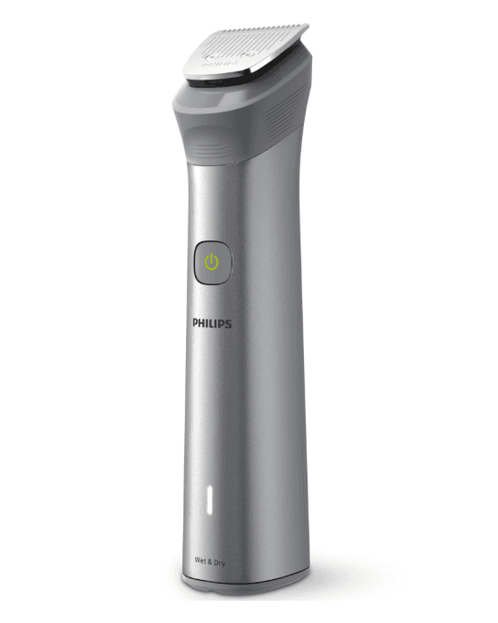 Aparat de tuns barba si parul PHILIPS 10 in 1 Multigroom All in One MG5920/15, Tehnologie BeardSense, Lame din otel cu auto-ascutire, 11 setari de lungime, Rezistent la apa, Husa, Negru / Argintiu, L x A x I (mm) 70x160x230 — miniatură