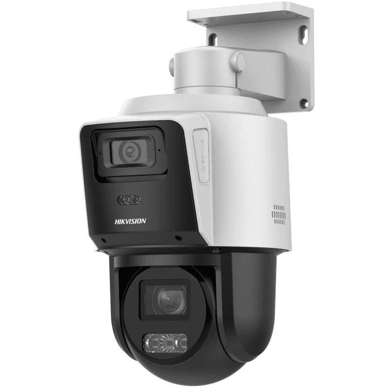 Camera de supraveghere IP PTZ 4MP+4MP Hikvision DS-2SE3C410MWG- E/14(2.8MM), lentila fixa 2.8mm, iluminare min: [Bullet channel]: Color: 0.01 Lux @ (F1.6, AGC ON)，B/W: 0.005 Lux @ (F1.6，AGC ON), 0 Lux cu IR 30m; [PTZ channel]: Color: 0.01 Lux @ (F1.86, AGC ON), B/W: 0.005Lux @ (F1.86, AGC ON), 0 Lux