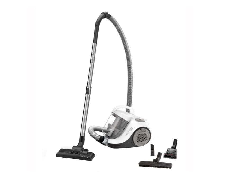 Aspirator fara sac Rowenta Swift Power Cyclonic RO2957EA, 750W,Clasa A, tehnologie ciclonica, 7.6m, motor Effitech, Animal Care, Alb/Negru